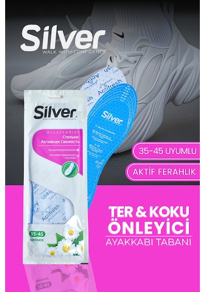 Silver Ter Ve Koku Önleyici Aktif Ferahlık Ayakkabı Tabanlığı 35-45