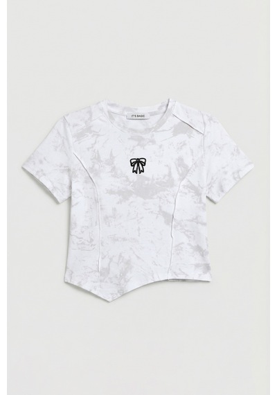 Itsbasic Kadın Beyaz W5 Özel Kumaş Elastan Crop Top