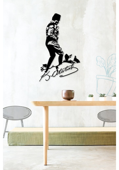 Myc Wall Art Atatürk Kocatepe Imzalı Portre Dekoratif Metal Duvar Tablosu