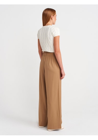 Dilvin 72170 Geniş Paça Yumuşak Pantolon-camel Camel