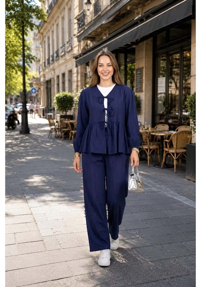 Hb Harma Time Butik Kadın Bağlamalı Çilek Kumaş Lacivert Tunik Pantolon İkili Takım Lacivert Lacivert Hb Harma Time Butik Kadın Bağlamalı Çilek Kumaş Lacivert Tunik Pantolon İkili Takım Lacivert Lacivert