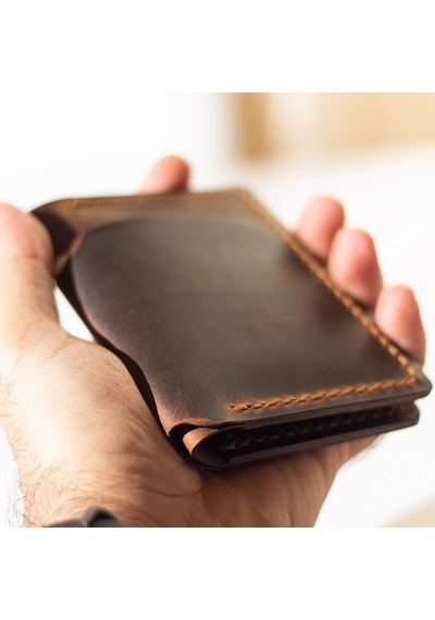 Kişiye Isme Özel Bifold Dik Para Bölmeli Deri Cüzdan Camel
