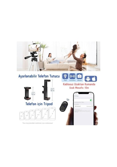 Infomax Telefon Tripodu 33-110cm Katlanabilir Tripod Telefon Tutucu, 360 Döner Başlık, Bluetooth Kumandalı Selfie Çubuğu, İos/android Uyumlu, Kamera Ve Gopro İle Kullanılabilir