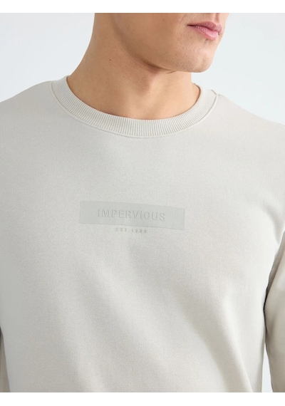 Lc Waikiki Bej Bisiklet Yaka Baskılı Erkek Sweatshirt