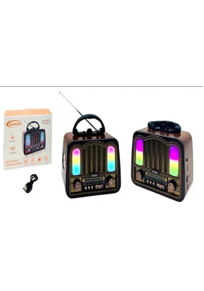 Yuegan Pl-4702 Nostalji Radyo Rgb Işıklı Speaker Fm.bt.sd Usb Girişli