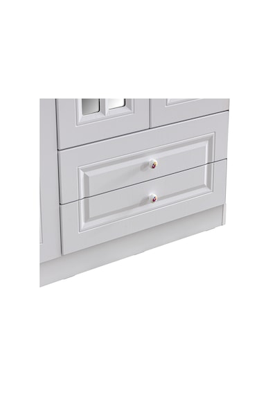 Country West 3 Kapaklı Çekmeceli Aynalı Mdf Dolap, Beyaz