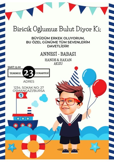 Bk Gift Kişiye Özel Bitmeyen Sünnet Davetiyesi Model 6