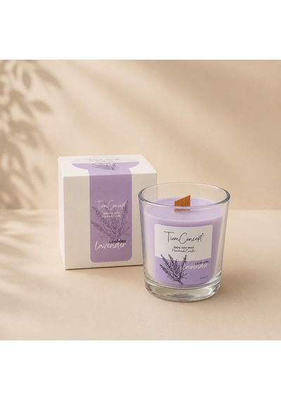 Tiem Concept Kokulu Mum - 150 Gr Ahşap Fitilli Kokulu Mum /%100 Doğal Soya Mumu / Özel Hediye Kutulu / Parafinsiz Saf Soya Wax Lavanta Diğer