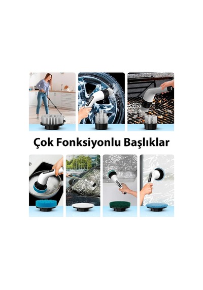 9&apos U 1 Arada Çok Amaçlı Kablosuz Şarjlı Temizlik Fırçası Ip67 Yıkanabilir Başlık 5580
