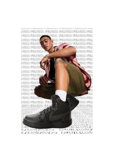 Nike Court Borough Mid Winter Leather Sneaker Hakiki Deri Bilekli Spor Ayakkabı Siyah Siyah