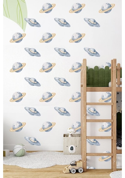 Satürn Gezegeni Temalı 20 Parça Çocuk Ve Bebek Odası Dekoratif Duvar Sticker Seti