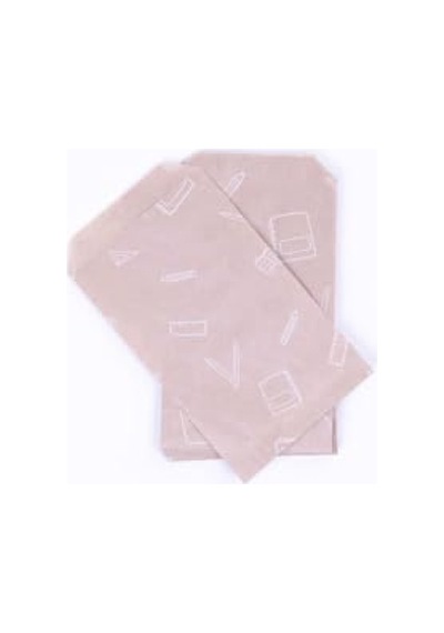 Kırtasiye Desenli 50 Adet Kraft Kese Kağıdı, 11x20 Cm 124-Pembe
