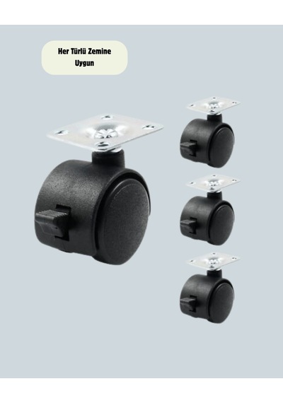 Kilitli Mini Tekerlek Ayak 4 Cm 4 Lü Set
