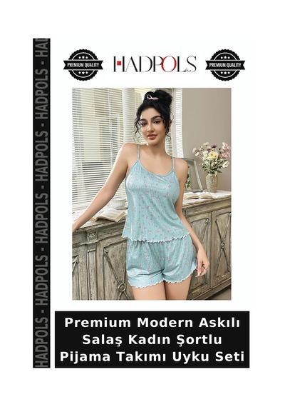 Hadpols Premium Modern Askılı Salaş Kadın Şortlu Pijama Takımı Uyku Seti Diğer