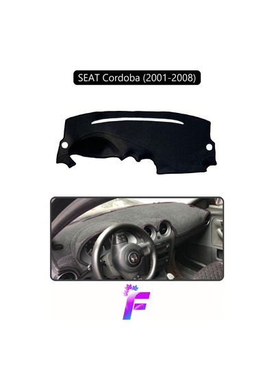 Seat Cordoba 2001-2008 Uyumlu Torpido Örtüsü Yansıma Önleyici Tam Koruma Hızlı Montaj K12 Siyah
