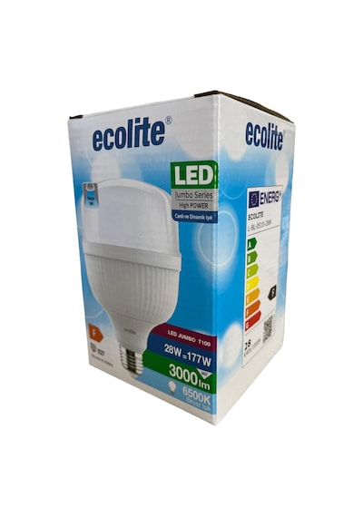 Ecolite 28w Jumbo Led Ampul 6500k Beyaz Işık 3000 Lümen E27