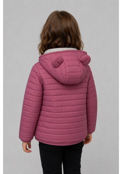 Mnk Baby & Kids Kız Çocuk Kapüşonlu İçi Polarlı Fermuarlı Şişme Mont M00859 Gülkurusu