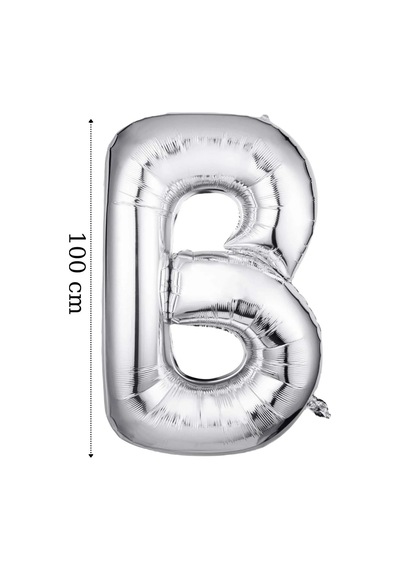 Folyo Balon B Harfi Helyum Balon 100 Cm Gümüş Renk - B Harf Balon - Harf Folyo Silver Balon Çok Renkli
