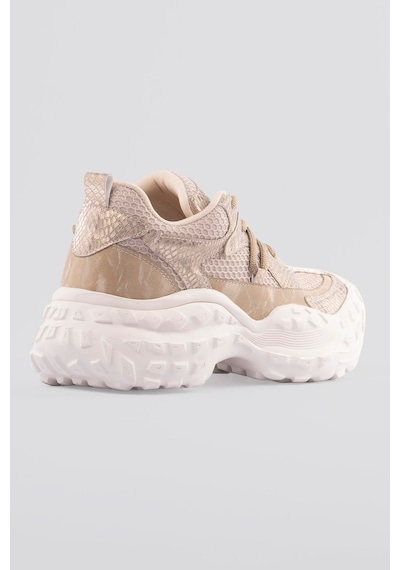 Mubiano Kadın Sneaker Kalın Taban Gold Yılan Baskı Detaylı Bağcıklı Spor Ayakkabı Stellix Bej Bej Mubiano Kadın Sneaker Kalın Taban Gold Yılan Baskı Detaylı Bağcıklı Spor Ayakkabı Stellix Bej Bej