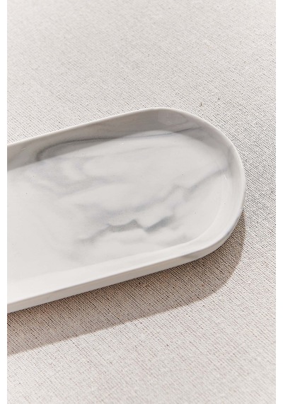 Pasabahce Marble Porselen Servis Tabağı Oval Gri - 1 Adet