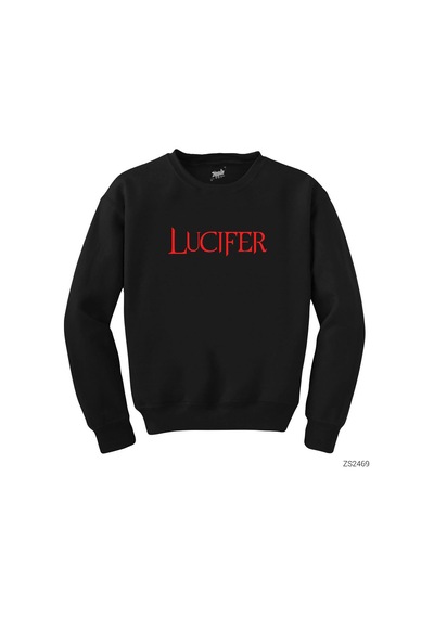 Lucifer Red Text Siyah Sweatshirt