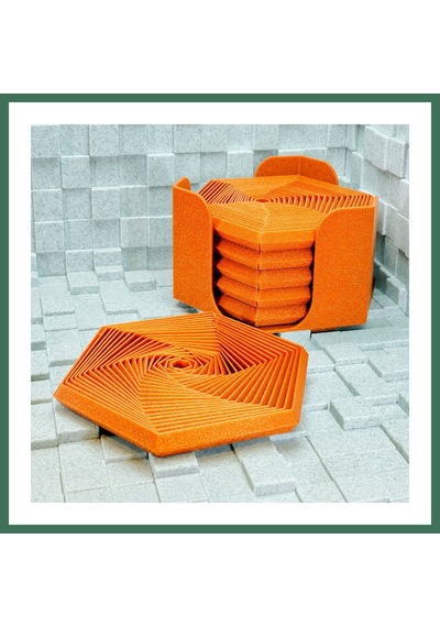 En-cag 3d Baskı Super Fidget Coaster Seti - Altıgen Desenli Bardak Altlığı Ve Tutucu-turuncu Bss