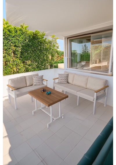 Neokas Balkon Mobilyası, Bahçe Takımı, Kafe Koltuğu, Bekleme Alanı Koltuğu, 2 + 3 + Masa Beyaz Neokas Balkon Mobilyası, Bahçe Takımı, Kafe Koltuğu, Bekleme Alanı Koltuğu, 2 + 3 + Masa Beyaz