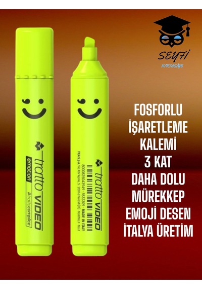 Fosforlu İşaretleme Kalemi 3 Kat Daha Dolu Mürekkep İtalya Üretim Pembe