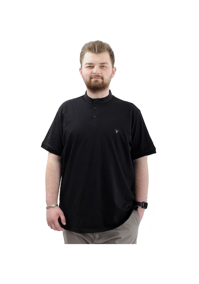 Mode Xl Büyük Beden Erkek Tişört Düğmeli Hakim Yaka T-shirt U24339 Siyah Siyah