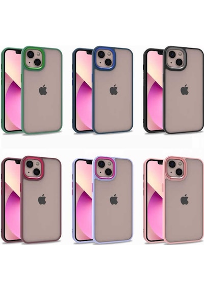 Apple Uyumlu iPhone 13 Metal Kamera Korumalı Arkası Şeffaf Silikon Kılıf - Lila