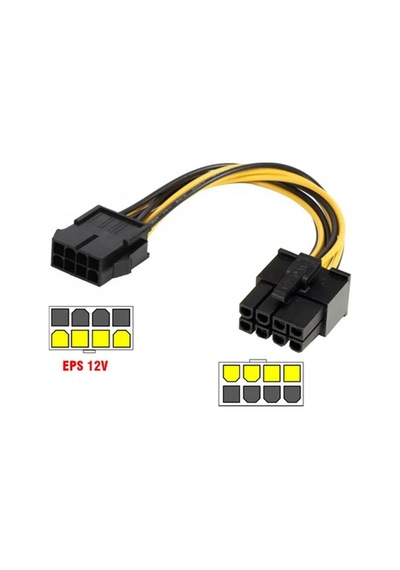 8 Pin Eps-12v Erkek - 8 Pin Dişi Pcı E Cpu Güç Uzatma Kablosu 30 Cm