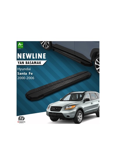 S-dizayn Hyundai Santa Fe Newline Siyah Yan Basamak 163 Cm 2000-2006 A+ Kalite