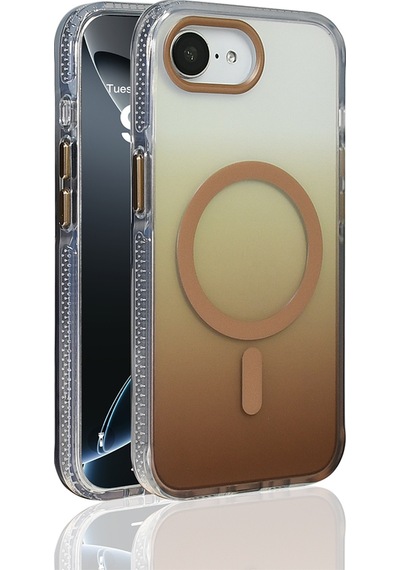 Apple Uyumlu iPhone 17e Kılıf M-safe Şarj Özellikli Transparan Renk Geçişli Zore Toros Kapak - Gold