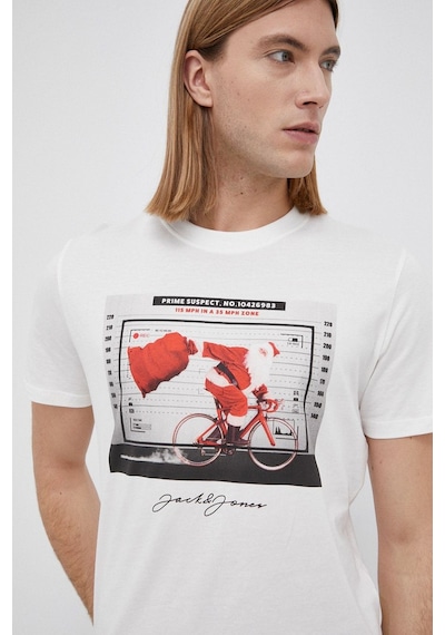 Jack & Jones Jack Jones Erkek T-shırt 12198772-dancer Beyaz