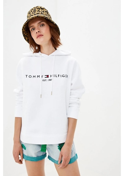 Tommy Hilfiger Bayan Kapşonlu Sweatshirt Açık Krem