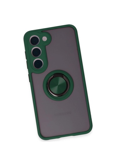 Newface - 11 - Samsung Galaxy S23 Kılıf Montreal Yüzüklü Silikon Kapak - Metemıx - - Yeşil