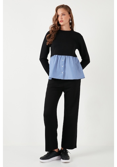Lela Streç Bol Paça Regular Fit Oysho Kumaş Bayan Eşofman Altı 5865881 Siyah