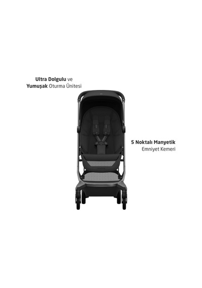 Maxi-Cosi Fame Cabin LED Işıklı Entegre Şarj Üniteli Tek Elle Katlanan Premium Kabin Boy Bebek Arabası Onyx Black