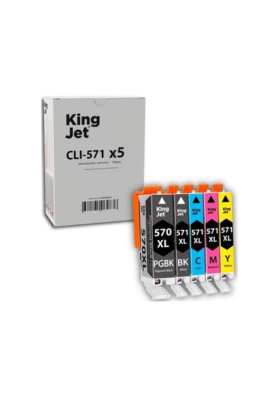 Kingjet Canon Pixma Mg6800 Uyumlu Yüksek Kapasiteli 5 Renk Takım Uyumlu  Kartuş Çipli