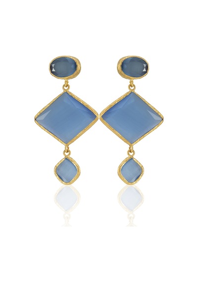 Kadir Jewellery 22 Ayar Altın Kaplama Kadın Sallantılı Küpe -el İşçiliği Ve Hipoalerjenik Küpe Buz Mavisi 46583542