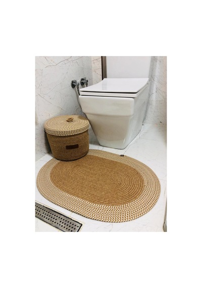 Jüt,hasır,2 Li,banyo Paspas Takımı,bohem Tarzı Banyo Takımı,iskandinav Paspas/sepet/25x25 Hasırkrem Hasırkrem