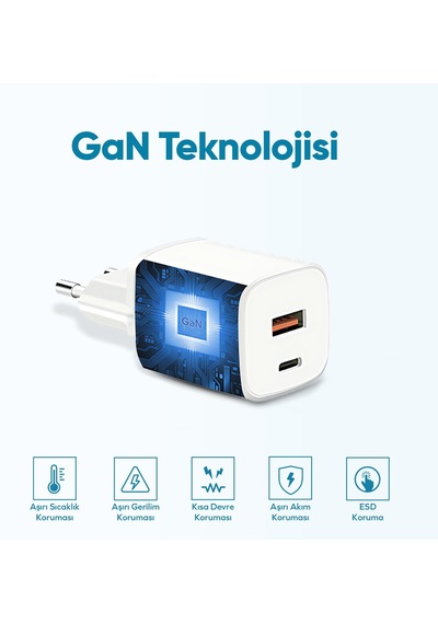 Woyax by Deji Gan 33 W Type-C PD - USB Type-C Hızlı Şarj Kablosu Ve Adaptörü 1.2 M