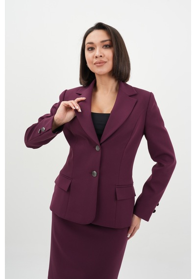 Velnara Moda Mürdüm Modern Klasik Kadın Takım Elbise - Düğme Detaylı Ceket & Astarlı Kalem Etek Mürdüm - 942457488 Mürdüm
