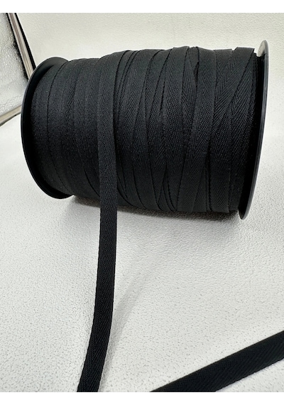 1 Cm Polyester Balıksırtı Şerit-5 Metre-siyah