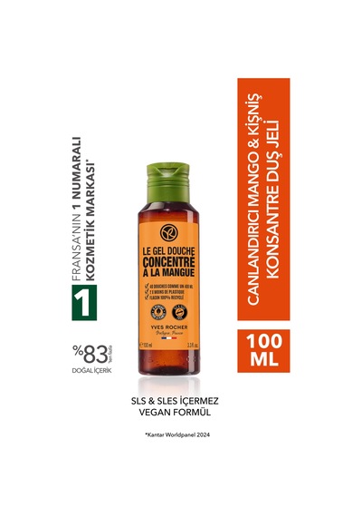 Yves Rocher Konsantre Duş Jeli - Nemlendirici Canlandırıcı Mango & Kişniş-sls,sles İçermez,vegan-100ml Diğer