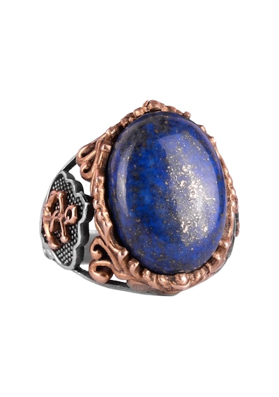 El Yapımı Lapis Lazuli Taş Yüzük, Yüzücü Halka Yüzük, 925k Sert Gümüş Erkek Yüzük - Bilgelik Ve Gerçek Tasarımı Gümüş