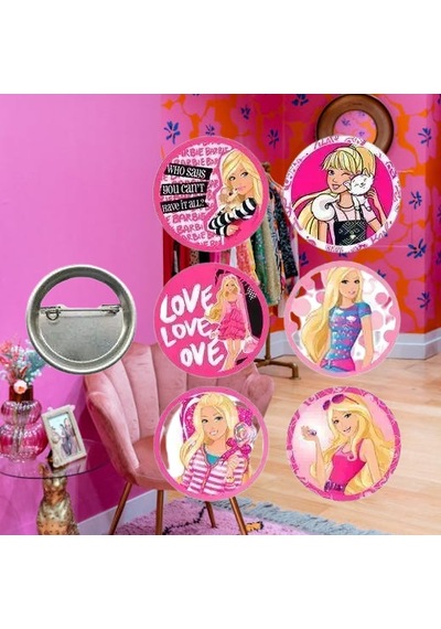 Lisanslı Yaka Çanta Metal Rozeti Barbie Temalı 6lı Paket Pinyata İçi Doğum Günü Hediyesi Diğer