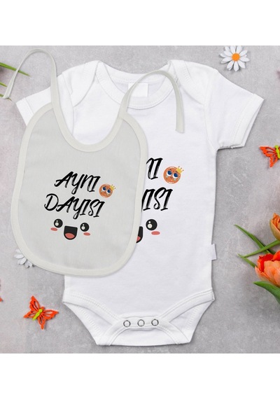 Bitmeyenkartus Bk Kids Aynı Dayısı Tasarımlı Bebek Body Zıbın Ve Mama Önlüğü Hed Çok Renkli