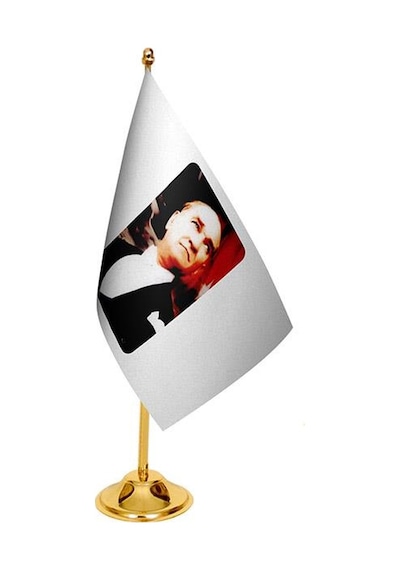 Masa Üstü Atatürk Bayrağı + Pirinç Direk Masa Bayrak Seti