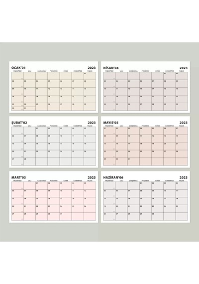 Boho Renk Aylık Planlama Masa Takvimi, 2027 Takvim, Minimalist Fonksiyonel Takvim - Siyah Renk